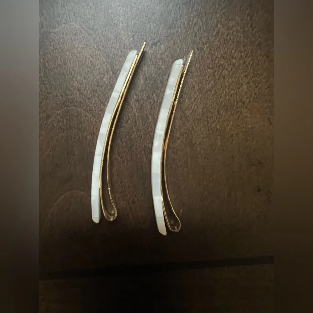 France Luxe Bobby Pin Pair on Gold Wire Set of 2 in Alba Ivory Gold